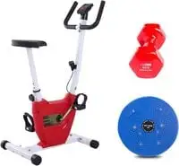 Fitness World Exercise Bike, Cf-937A With Rotating Tablet For Slimming For Exercises And Lift Weights, 6 Kg, Red