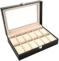 Generic 12 Grid Leather Watch Display Case Jewelry Collection Storage Organizer Box Holder
