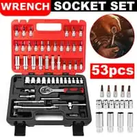 Generic Car / Home Repair Tools 53 Pcs Spanner Ratchet Wrench DIY Kit Set Tool Box
