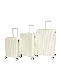 Morano 3-Piece Hardside Abs Spinner Luggage Trolley Set - Beige