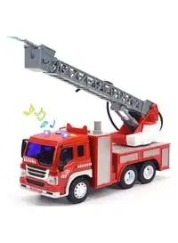 Generic 1:16 Fire Truck Toy With Lights And Sounds, 10.5" Friction Powered Car Fire Engine Truck With Water Pump Sirens And Extending Ladder Firefighter Toy For Toddler