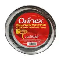 Orinex silver plastic round plate 9 inch