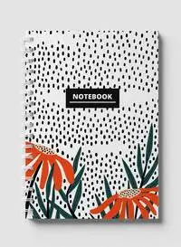 Lowha Spiral Notebook With 60 Sheets And Hard Paper Covers With Floral & Dots Design, For Jotting Notes And Reminders, For Work, University, School