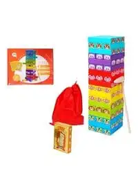 رولي تويز 54 قطعة مكعبات بناء خشبية ملونة نرد جينجا مع مطرقة وحقيبة مجموعة ألعاب تعليمية للأطفال