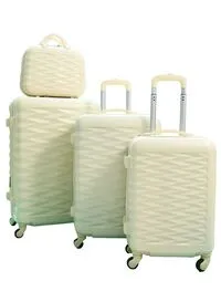 طقم حقائب سفر بعجلات من مورانو مكون من 4 قطع باللون البيج