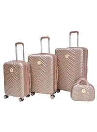 ستار لاين طقم حقائب سفر بعجلات مكون من 4 قطع (ذهبي وردي)