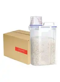 حاوية تخزين حبوب الأرز من زينهوم مع كوب قياس شفاف 2 لتر