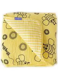 بطانية ميلك آند مو مطبوعة قطن أصفر/أسود 90×110 سم