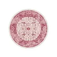 In House Velvet Turkish Round Decorative Carpet - Red - 120x120cm