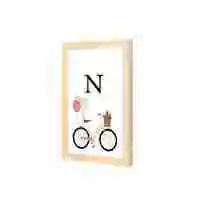 Lowha N Letter Bike Balloons Wall Art Wooden Frame Wood Color 23X33cm