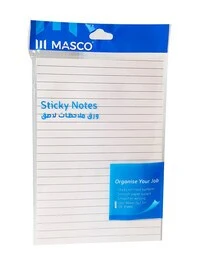 MASCO Lined White Sticky Notes, 100 Sheets