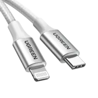Ugreen كابل USB-C إلى Lightning مضفر بطول 2 متر - فضي