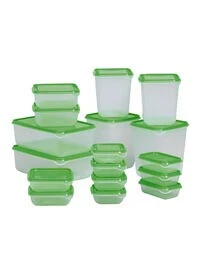 مجموعة حافظات طعام مكونة من 17 قطعة أخضر/شفاف
