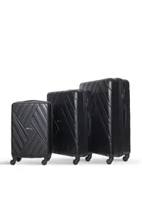 Parajohn 3-Piece Hard Side ABS Luggage Trolley Set 20/24/28 Inch, Black