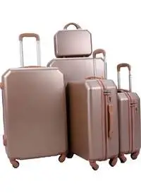 طقم حقائب أمتعة بعجلات من مورانو مكون من 5 قطع باللون الذهبي الوردي