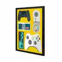 Lowha Gamers Controller Yellow Wall Art Painting With Pan Wooden Black Color Frame 43X53cm