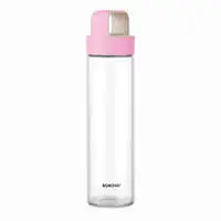 Borosil Neo Glass Bottle With Pink Lid Wide Mouth, Freezer Safe- 550ml