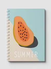 Lowha Spiral Notebook With 60 Sheets And Hard Paper Covers With Papaya Summer Design, For Jotting Notes And Reminders, For Work, University, School