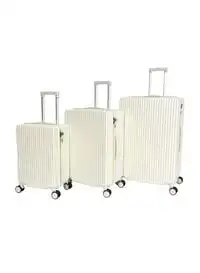مجموعة حقائب سفر بعجلات للجنسين من مورانو مكونة من 3 قطع باللون الأبيض