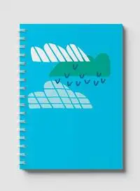 Lowha Spiral Notebook With 60 Sheets And Hard Paper Covers With Geometric Cloud & Birds Drawing Design, For Jotting Notes And Reminders, For Work, University, School