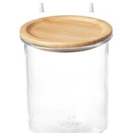 Jar with lid, glass/bamboo1.7 l