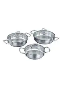 Generic 3-Piece Cookware Set With Lids Silver