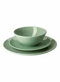 Generic - 3-Piece Stoneware Dinnerware Set Green
