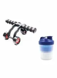 Fitness Pro Abdominal Wheel Roller With Knee Mat With Protein Shaker Bottle 35 X 20 X 10Cm