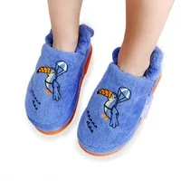 Milk&Moo Kids Slippers, %100 Cotton, Bath House Sleepers For Kids, Non Slip Soft Sole, With Elastic Band, Lightweight, Breathable, Designed For Indoor Use, For Boys and Girls, 5-6 Years Old