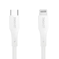 كابل Levore USB-C إلى Lightning معتمد من MFI TPE بطول 1.8 متر - أبيض