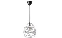 Pendant lamp with light bulb, black/globe grey clear glass200 lmx300 mm