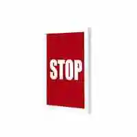Lowha Stop Red White Wall Art Wooden Frame White Color 23X33cm