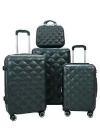 Morano Hard Side Travel Back Luggage Trolley Set 4 Pcs Dark Green