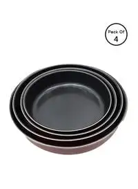 Almufarrej 4-Piece Round Pan Set Black 32x30cm