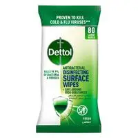 Dettol Fresh Antibacterial Multi Surface Cleaning Wipes for effective Germ Protection & Personal Hygiene (Kills 99.9% of Bacteria), 80 Large Wipes