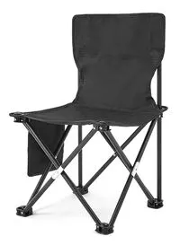 Sky-Touch Lightweight Outdoor Camping Folding Chair With Cooler Bag, Sturdy And Durable For Outdoor, Picnic, Cooking, Beach, Hiking, Fishing, 43X43X72cm, Black