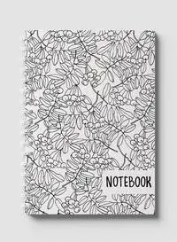 Lowha Spiral Notebook With 60 Sheets And Hard Paper Covers With Ashberry B&W Design, For Jotting Notes And Reminders, For Work, University, School