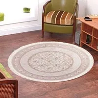 In House Velvet Turkish Round Decorative Carpet - Brown - 120x120cm
