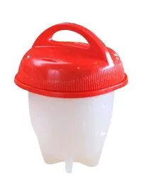 Generic Silicone Egg Cooker Red/White 8.5x6.5x6.5centimeter