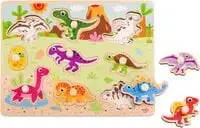 Ixium 10Pc Wooden Dinosaur Jigsaw Puzzle Shape Sorter Childrens Play Educational Toy Slot Game For Age 18 Months +