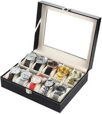 Generic 12 Slots Grid Watch Display Box Jewelry Storage Organizer Case