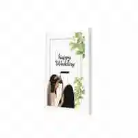 Lowha Happy Wedding Wall Art Wooden Frame White Color 23X33cm