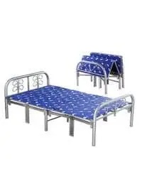 Sky-Touch Folding Bed 190x90cm Folding Single Bed Heavy Duty Steel Metal Platform Bed Frame With Tool-Free Setup Blue