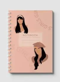 Lowha Spiral Notebook With 60 Sheets And Hard Paper Covers With Pastel Boho Girls Design, For Jotting Notes And Reminders, For Work, University, School