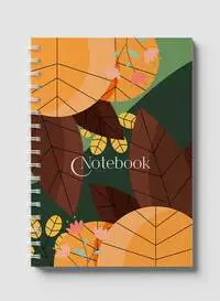 Lowha Spiral Notebook With 60 Sheets And Hard Paper Covers With Classical Theme Leaves Design, For Jotting Notes And Reminders, For Work, University, School