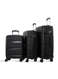 Parajohn 3-Piece Hard Side Polypropylene Luggage Trolley Set 20/24/28 Inch, Black