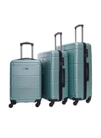 Parajohn 3-Piece Hard Side ABS Luggage Trolley Set 20/24/28 Inch, Green