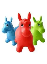 Generic مجموعة ألعاب الركوب على شكل حصان نطاط لطيف مكونة من 3 قطع، متعددة الألوان للأطفال بعمر 3 سنوات فما فوق