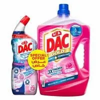 Dac Gold Cleaner + Disinfectant Rose, 3L +  Dac Toilet Cleaner, Floral, 750 ml
