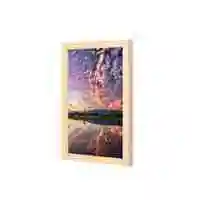 Lowha Clouds Covered Blue Sky Wall Art Wooden Frame Wood Color 23X33cm